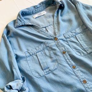 Zara Denim Button Shirt Blouse